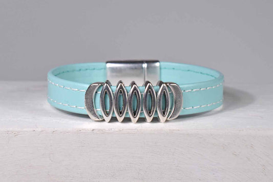 Boca Leather Bracelet - Aqua
