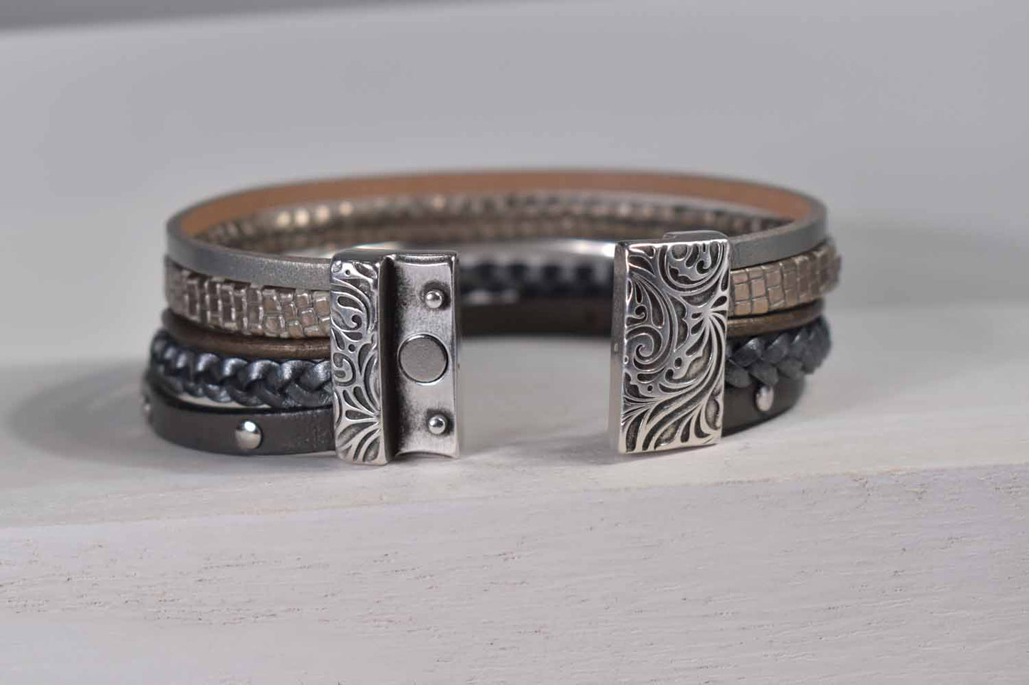 Bronzite Leather Bracelet