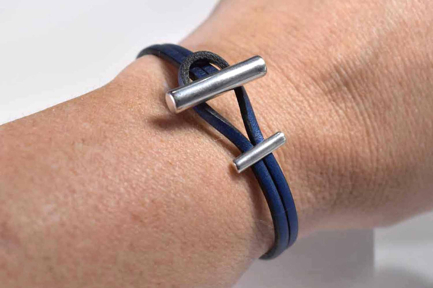 Cleo Leather Bracelet - Metallic Blue