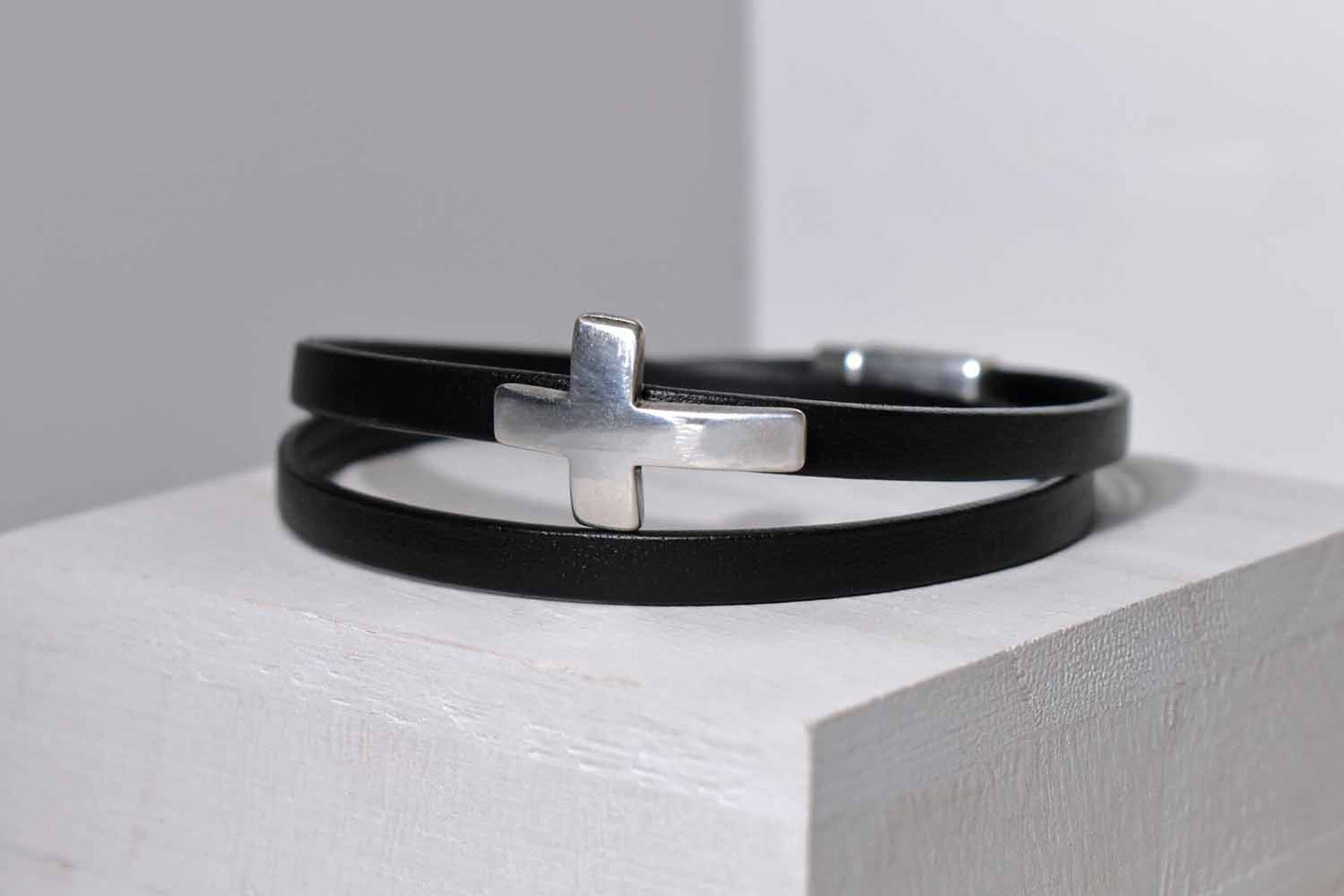 Cross Leather Bracelet - 4 Colors