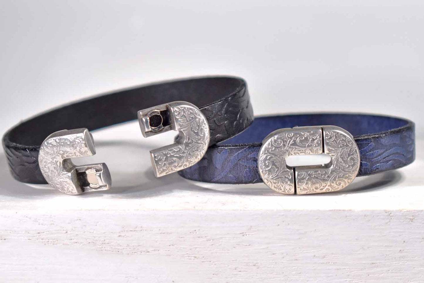 Marielle Leather Bracelets - Indigo & Black 30% off