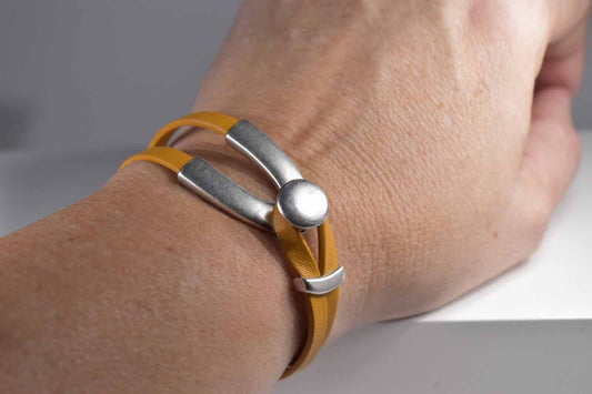Rachel Leather Bracelet - Amber
