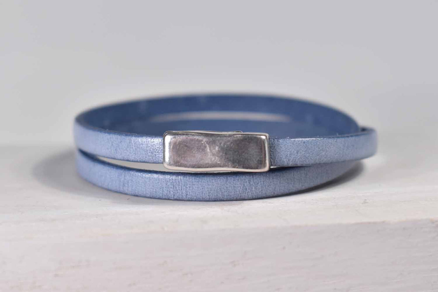 Raquel Leather Bracelet - Pale Blue