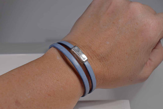 Raquel Leather Bracelet - Pale Blue