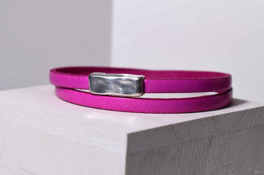 Raquel Leather Bracelet - Fuchsia