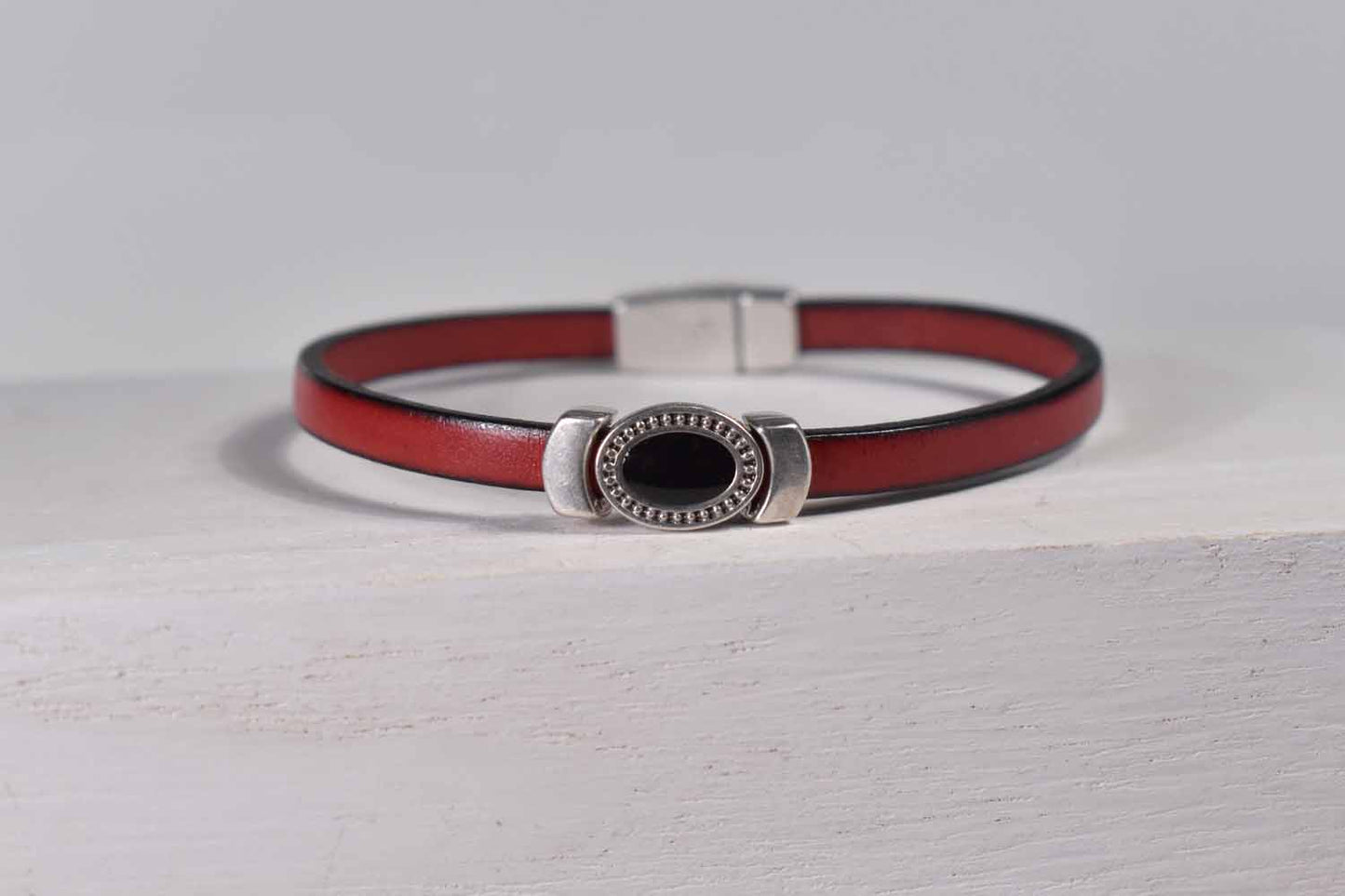 Reece Leather Bracelet - Red