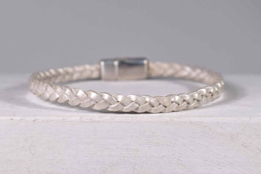 Rio Leather Bracelet - White Shimmer