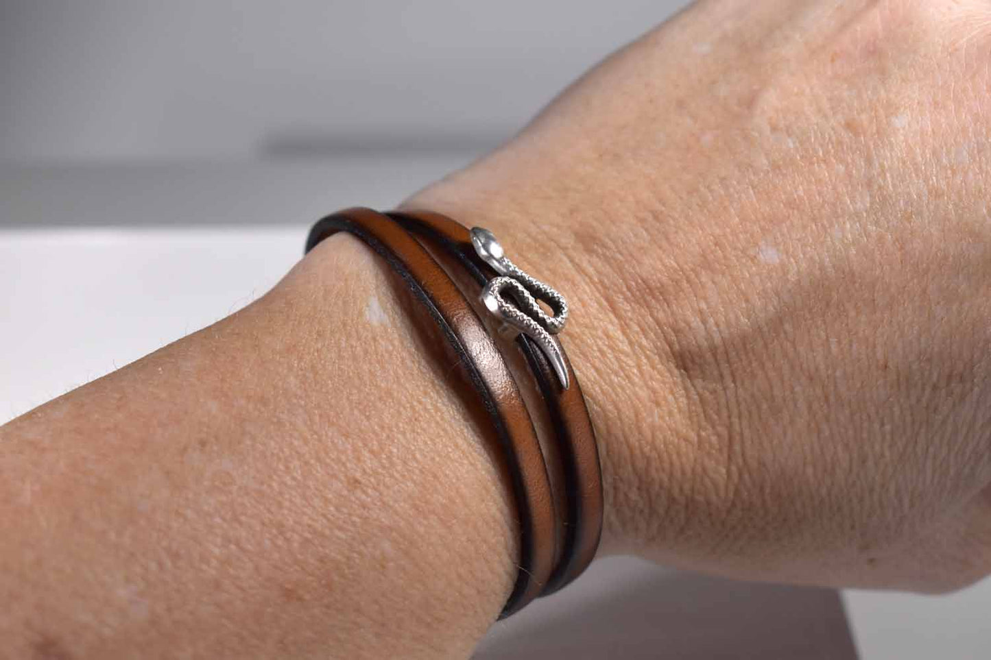 Serpent - Tan Leather Bracelet