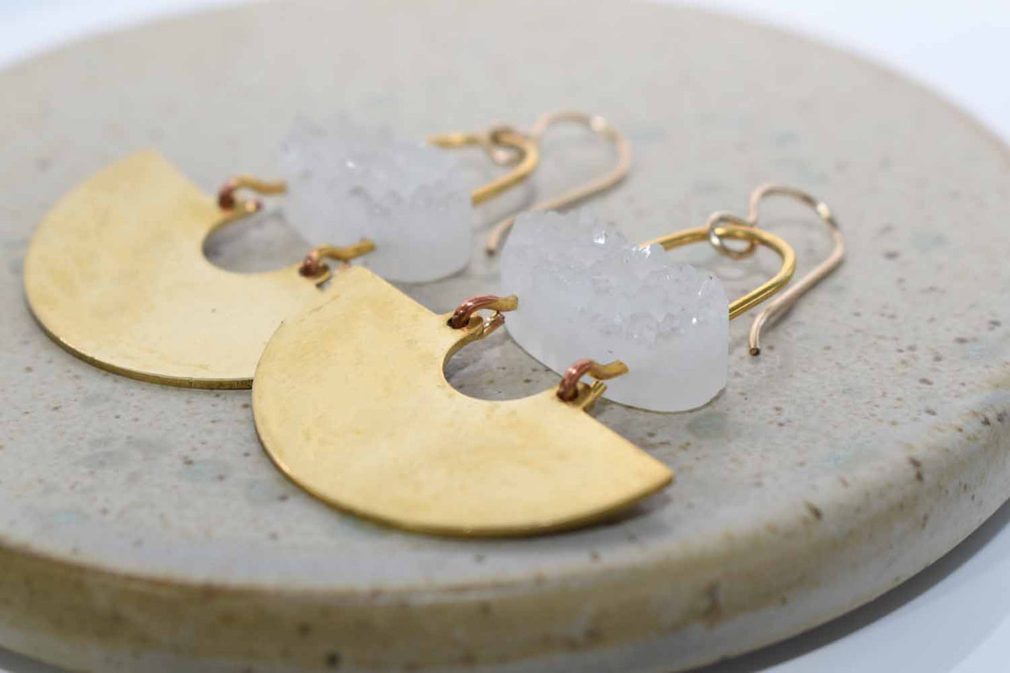 April Earrings - Druzy Quartz