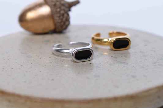 Black Oval Enamel Rings - Tina Lilja