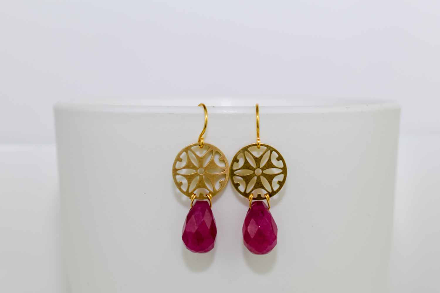 Flora Earrings - Fuchsia Jade - Tina Lilja