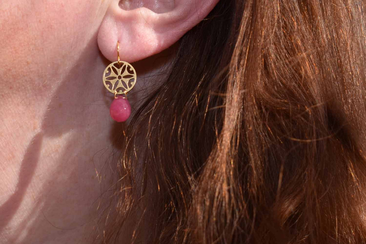 Flora Earrings - Fuchsia Jade - Tina Lilja