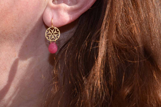Flora Earrings - Fuchsia Jade - Tina Lilja