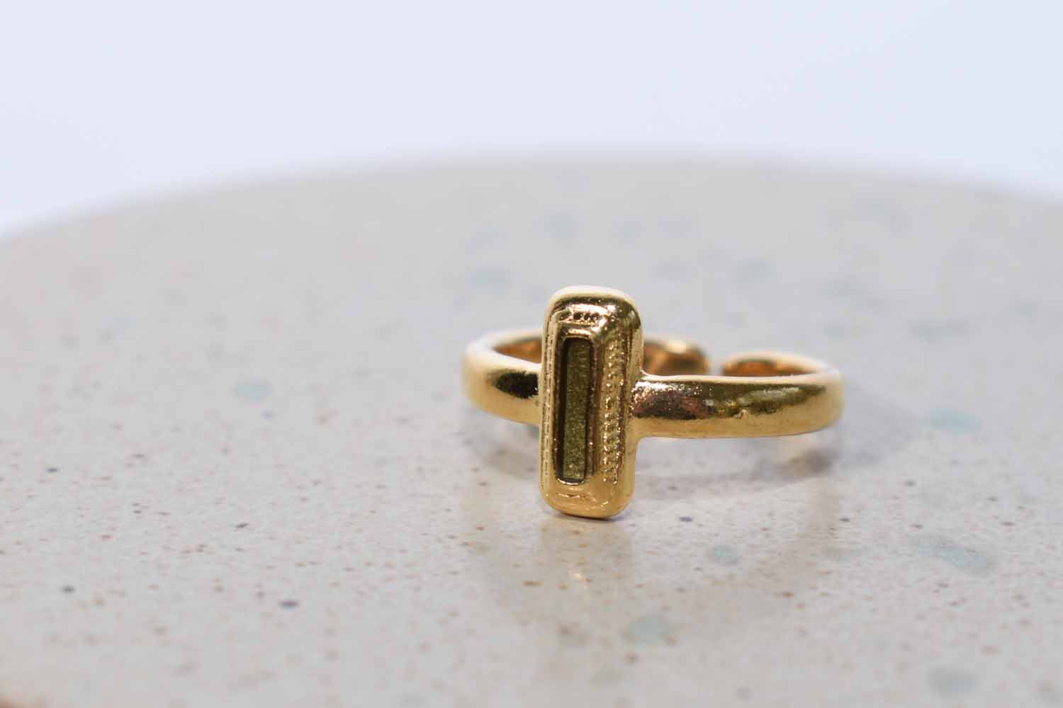 Gold Rectangular Enamel Rings - Tina Lilja