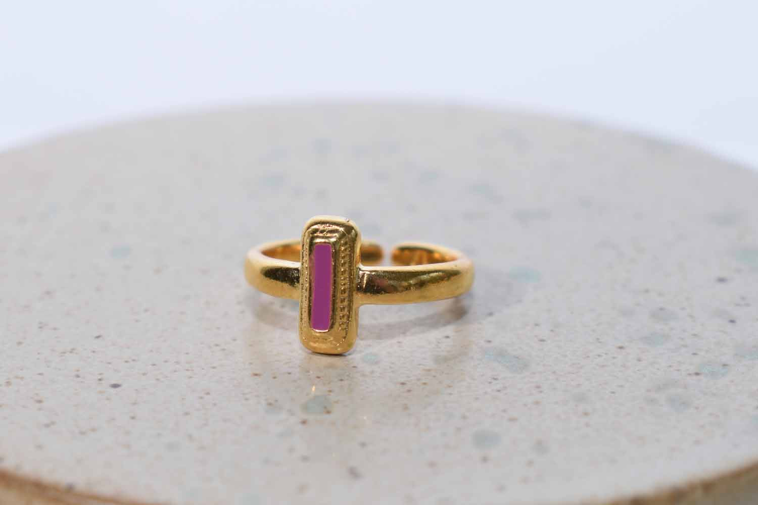 Gold Rectangular Enamel Rings - Tina Lilja