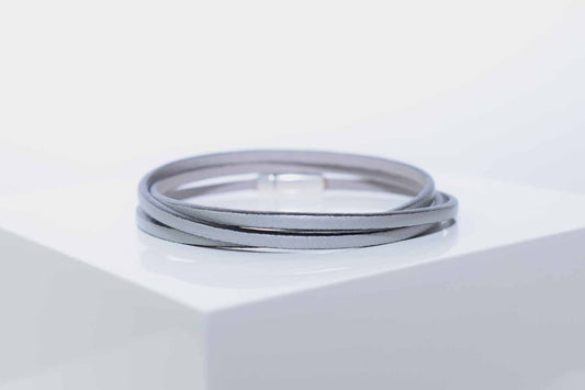 Micro Wrap Leather Bracelet - Silver - Tina Lilja