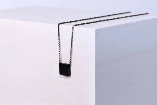 Black Mini Square Necklace - Tina Lilja