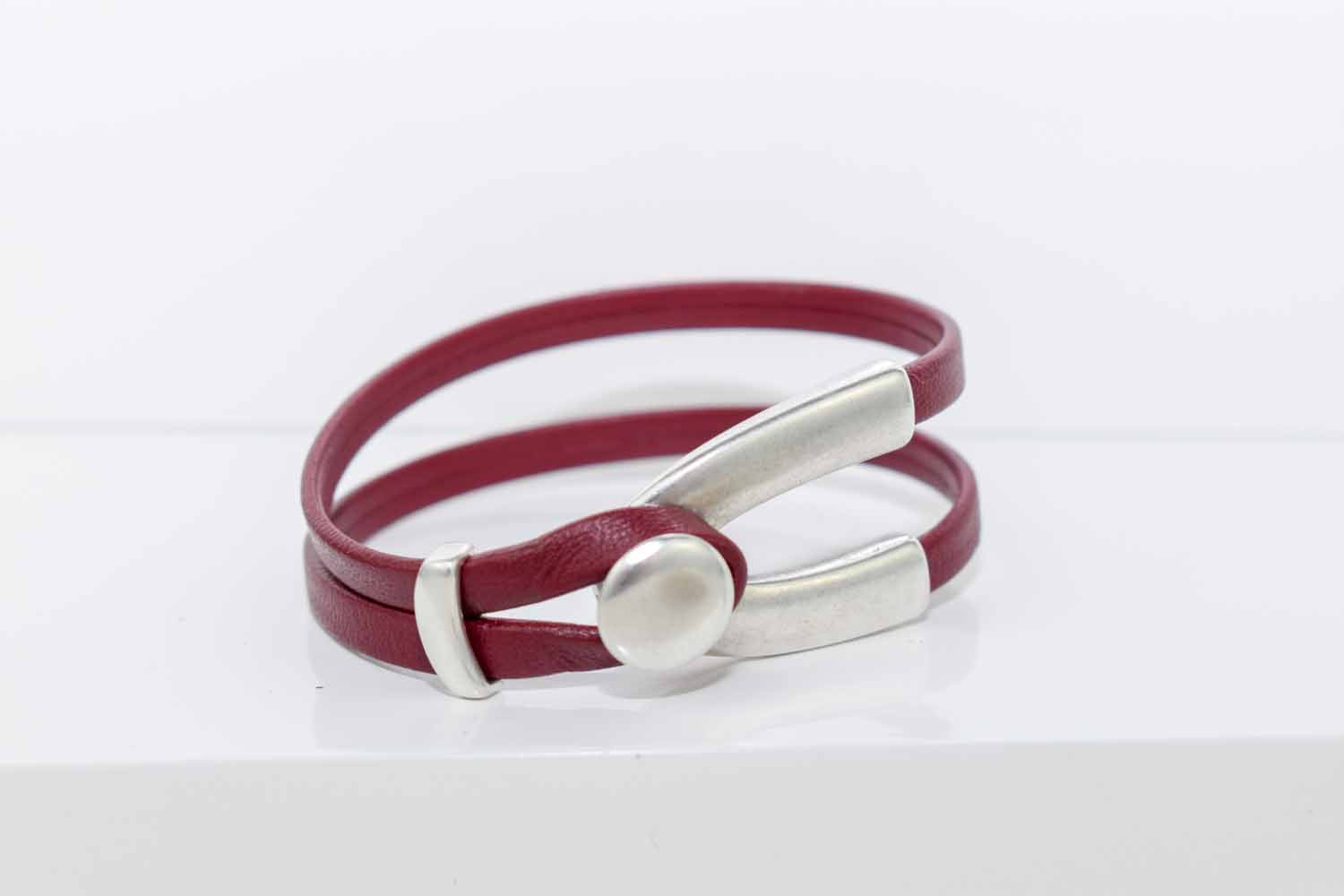 Rachel Leather Bracelet - Burgundy - Tina Lilja