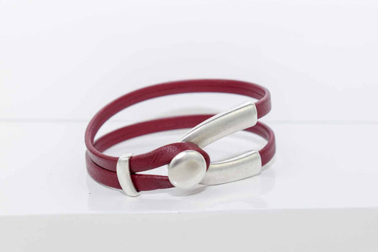 Rachel Leather Bracelet - Burgundy - Tina Lilja