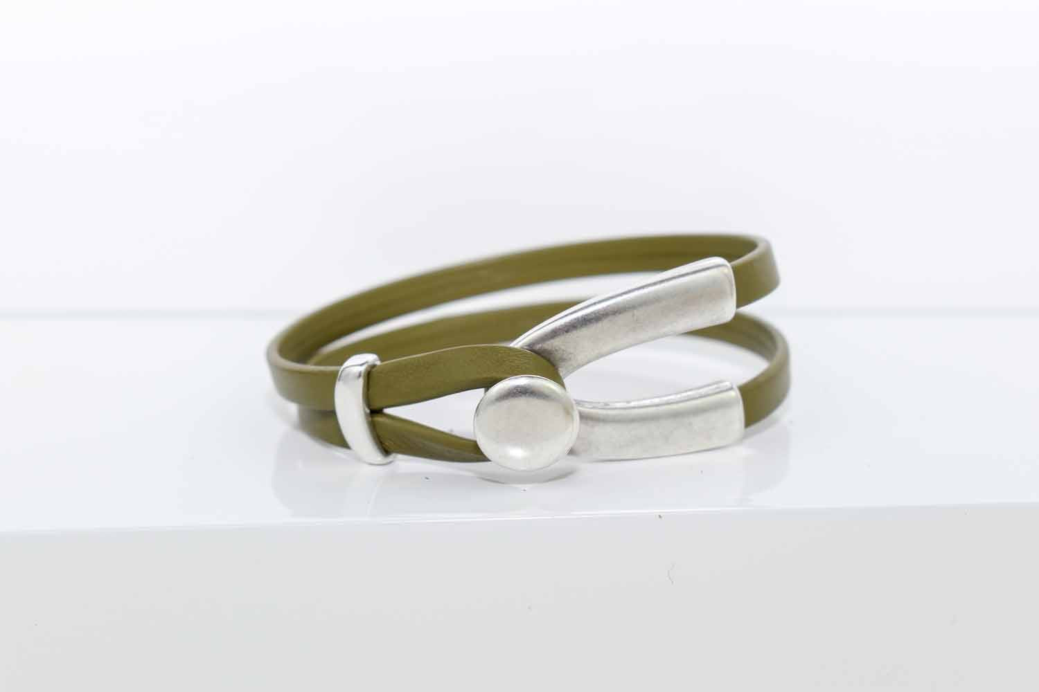 Rachel Leather Bracelet - Olive - Tina Lilja