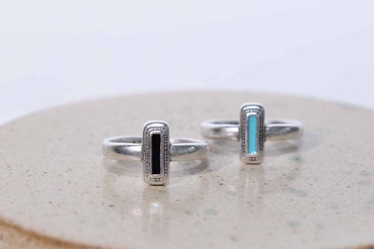 Rectangular Silver Enamel Ring - Tina Lilja
