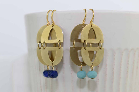 Sky Earrings - Turquoise and Lapis - Tina Lilja