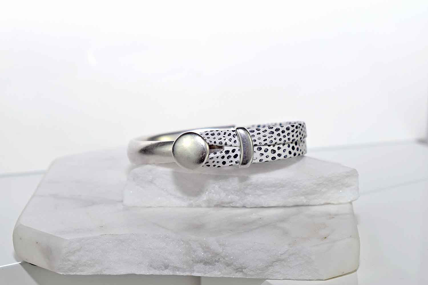 Snow Leopard Leather Cuff - Tina Lilja