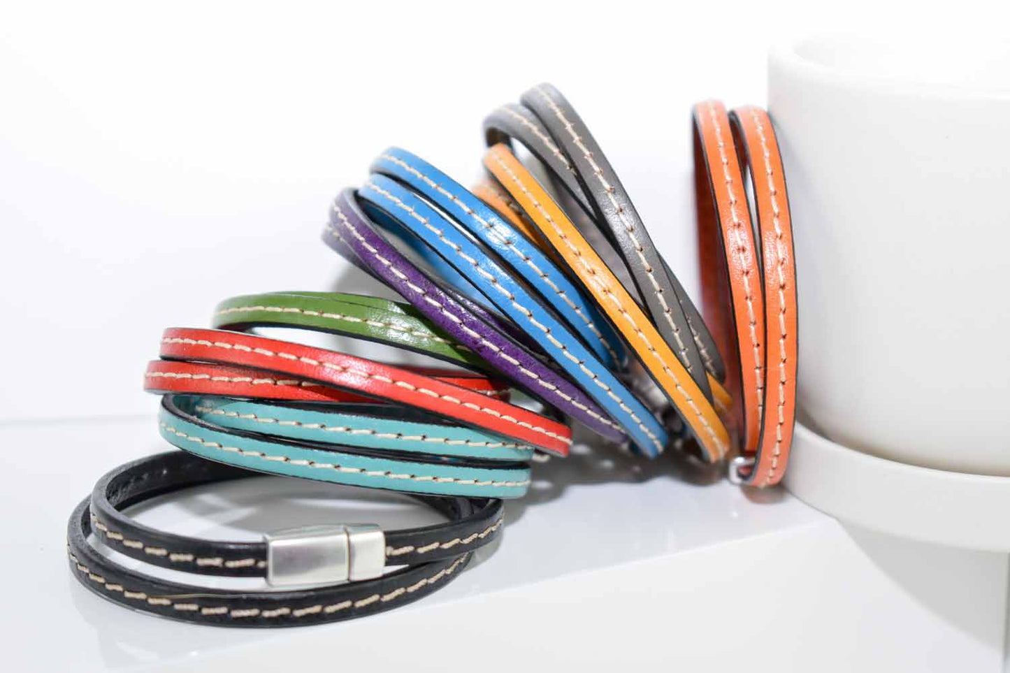 St. Paul Stitched Leather Bracelets - Tina Lilja