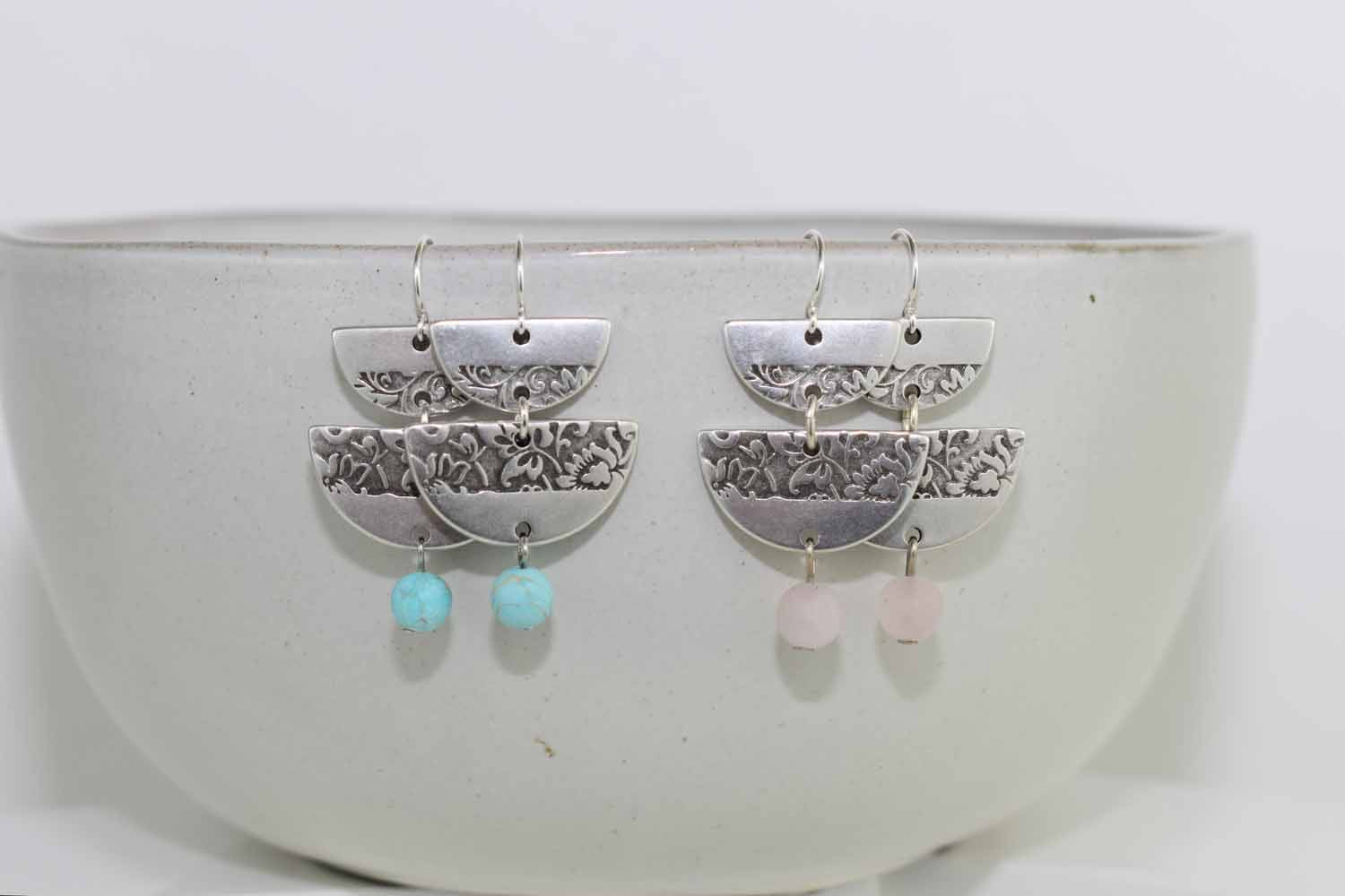 Tory Earrings - Rose Quartz or Turquoise - Tina Lilja