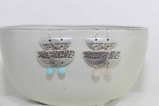 Tory Earrings - Rose Quartz or Turquoise - Tina Lilja