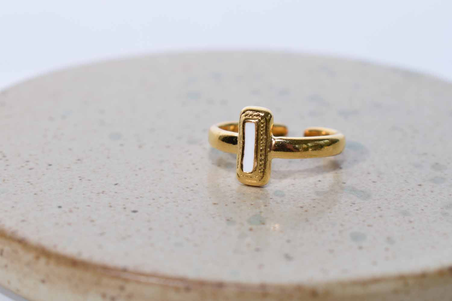 Gold Rectangular Enamel Rings - Tina Lilja