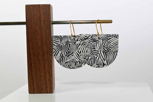 Nova Acetate Earrings - Black & White - Tina Lilja