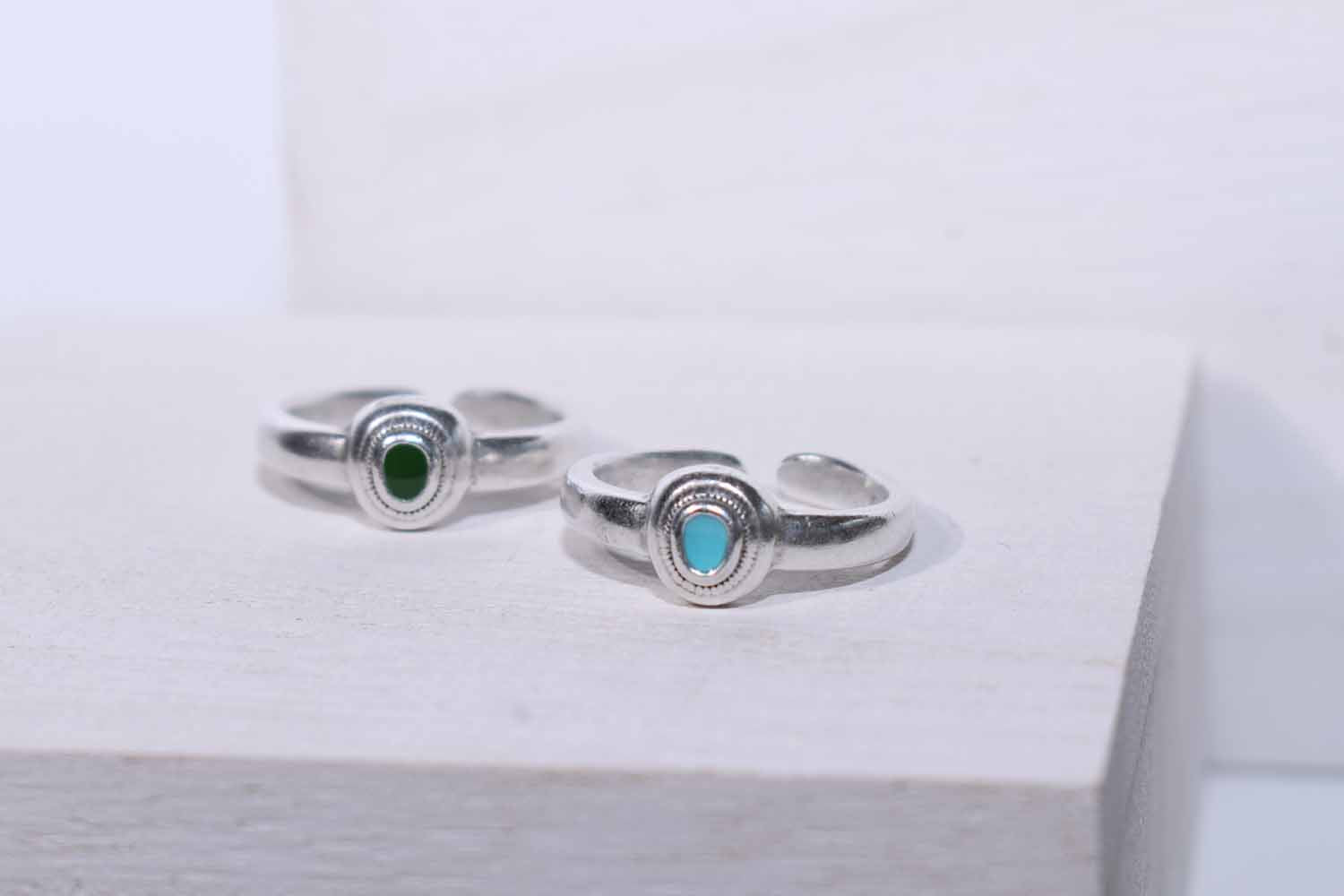 Mini Oval Silver Enamel Ring - Tina Lilja