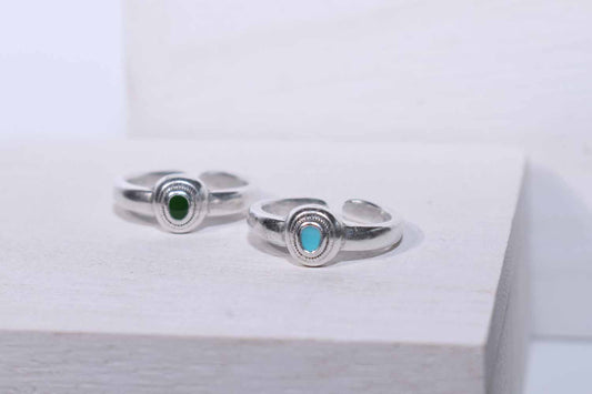 Mini Oval Silver Enamel Ring - Tina Lilja