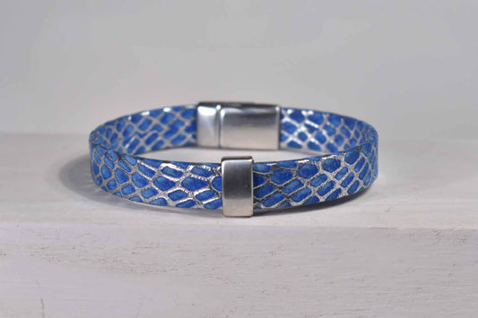 Paloma Leather Bracelet - Blue Print - Tina Lilja