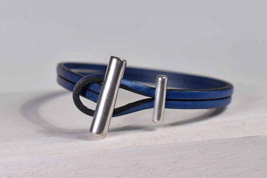 Cleo Leather Bracelet - Metallic Blue