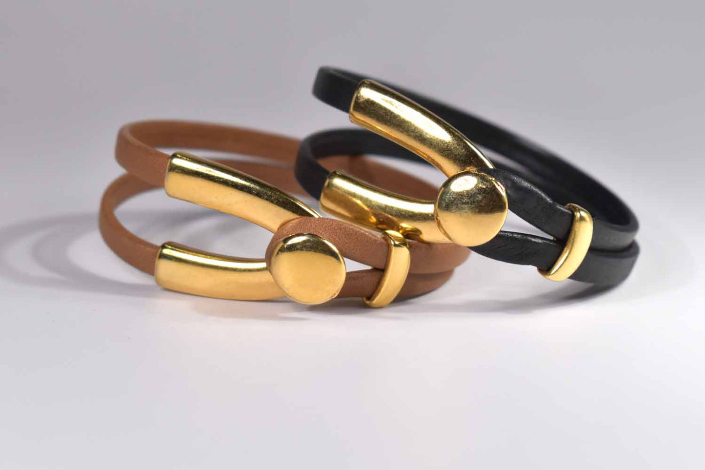 Skyla Leather Bracelet - Black & Tan