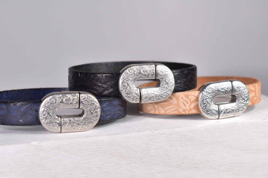 Marielle Leather Bracelets - Indigo & Black 30% off