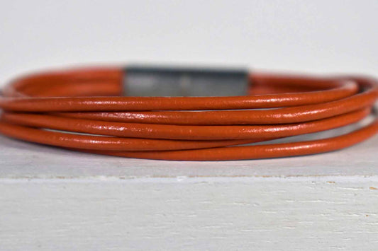 Mimi Leather Bracelet - Orange