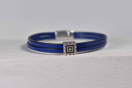 Orleans Leather Bracelet - Electric Blue