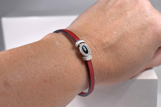 Reece Leather Bracelet - Red