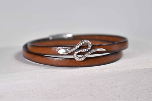 Serpent - Tan Leather Bracelet