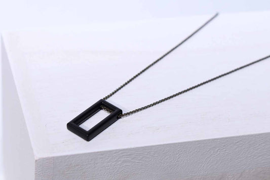 Black Open Rectangle Necklace