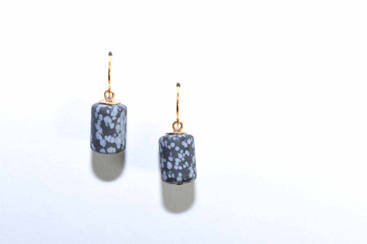 Layla Earrings - Snowflake Obsidian