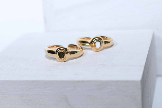 Mini Oval Gold Enamel Ring