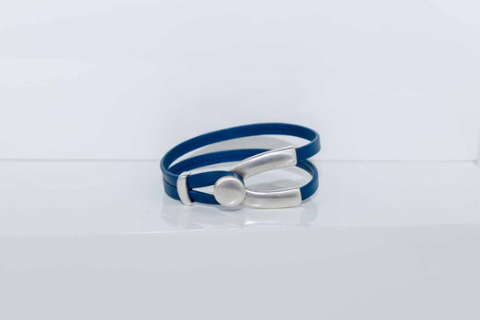 Rachel Leather Bracelet - Blue