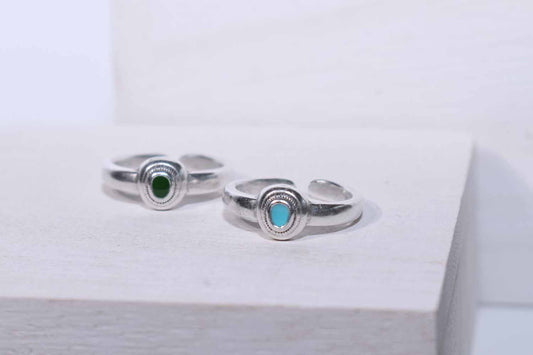 Mini Oval Silver Enamel Ring